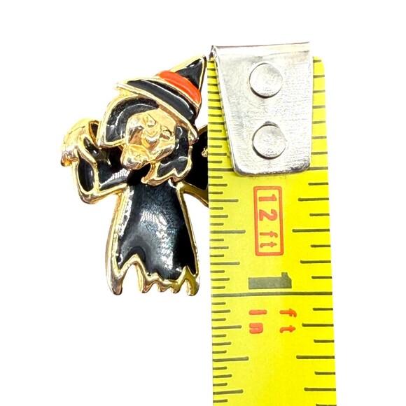 Halloween Witch Earrings Enamel Gold Tone Black Dangle Drop Spooky Festive EUC - Picture 11 of 13